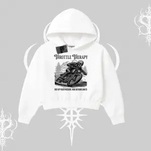 Kapşonlu Crop Sweatshirt Throttle Therapy No Brakes Just Freedom