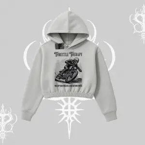 Kapşonlu Crop Sweatshirt Throttle Therapy No Brakes Just Freedom