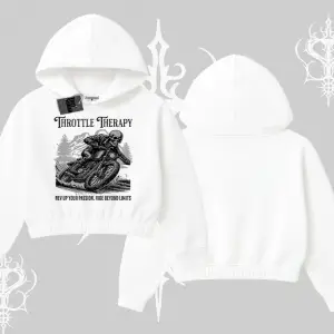 Kapşonlu Crop Sweatshirt Throttle Therapy No Brakes Just Freedom