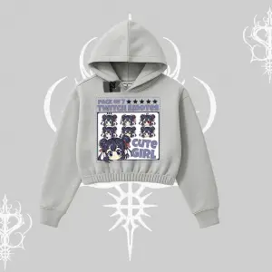 Kapşonlu Crop Sweatshirt Twitch Emotes Cute Girl Anime Expression