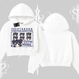 Kapşonlu Crop Sweatshirt Twitch Emotes Cute Girl Anime Expression