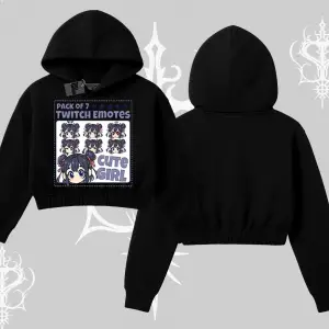 Kapşonlu Crop Sweatshirt Twitch Emotes Cute Girl Anime Expression