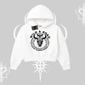 Kapşonlu Crop Sweatshirt Wild & Road Western Skull Biker Street Culture