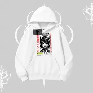 Kapşonlu Sweatshirt Anime Devils Girl Japanese Style Baskılı