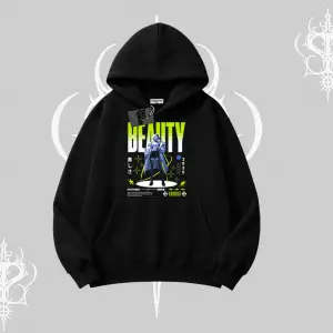 Kapşonlu Sweatshirt Anime Unity Neon Detaylı Grafik Baskılı