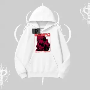 Kapşonlu Sweatshirt Anime Waifu Kırmızı Grafik Desenli