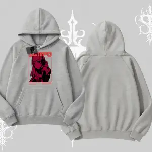 Kapşonlu Sweatshirt Anime Waifu Kırmızı Grafik Desenli