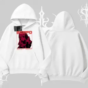 Kapşonlu Sweatshirt Anime Waifu Kırmızı Grafik Desenli