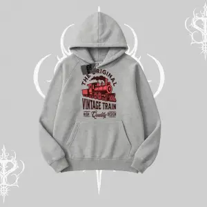 Kapşonlu Sweatshirt Classic Railroad Vintage Train Street Aesthetic