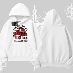 Kapşonlu Sweatshirt Classic Railroad Vintage Train Street Aesthetic