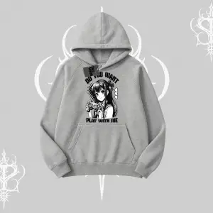 Kapşonlu Sweatshirt Do You Want Play With Me Anime Kız Baskılı