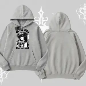 Kapşonlu Sweatshirt Do You Want Play With Me Anime Kız Baskılı