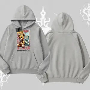 Kapşonlu Sweatshirt Fake Smile Mood Ayıcık Grafik Baskılı