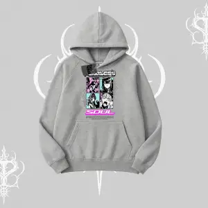 Kapşonlu Sweatshirt Fearless Soul Anime Kolaj Baskılı