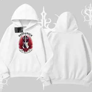 Kapşonlu Sweatshirt Hard Rock Winged Guitar Rebellion