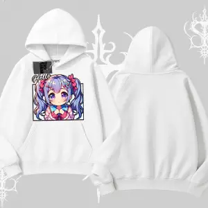 Kapşonlu Sweatshirt Hello Anime Kız Sevimli Karakter Baskılı