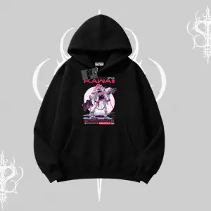 Kapşonlu Sweatshirt Kawaii Cyberpunk Kız Japon Stil Baskı
