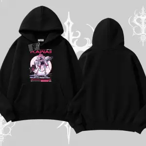 Kapşonlu Sweatshirt Kawaii Cyberpunk Kız Japon Stil Baskı