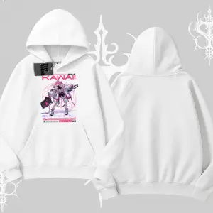 Kapşonlu Sweatshirt Kawaii Cyberpunk Kız Japon Stil Baskı