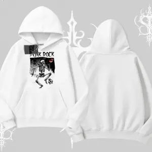 Kapşonlu Sweatshirt Punk Rock Chaos Skeleton Riot