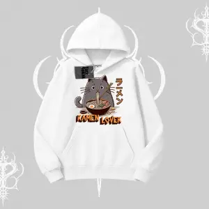 Kapşonlu Sweatshirt Ramen Lover Kedi Anime Baskılı