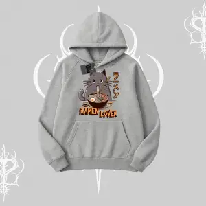Kapşonlu Sweatshirt Ramen Lover Kedi Anime Baskılı