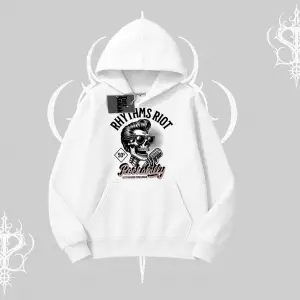 Kapşonlu Sweatshirt Rhythms Riot Vintage Rockabilly Skull Street Aesthetic