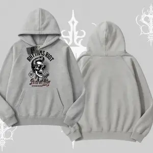Kapşonlu Sweatshirt Rhythms Riot Vintage Rockabilly Skull Street Aesthetic