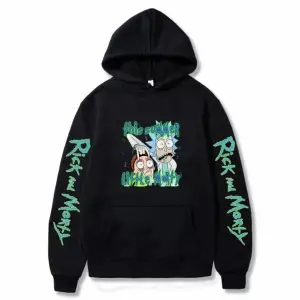 Kapüşonlu Rıck And Morty Göğüs Baskılı Oversize Yeni Stil Erkek Hoodıe-sweatshırt Beyaz