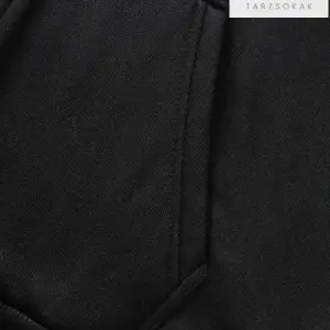 Kapüşonlu Unisex Siyah El Baskılı Fermuarlı