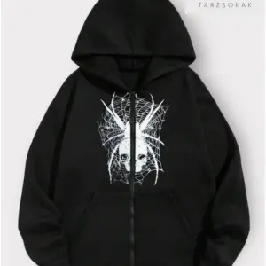 Karadul Ağ Desen Sweatshirt Fermuarlı Hırka