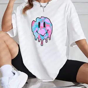 Karikatür Grafik Damla Omuz Tişörtü