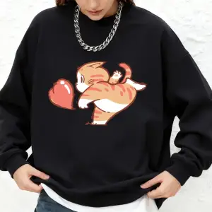 Karikatür Kedi Kırmızı Aşk Baskılı Kapüşonlu Üstler Kadınlar İçin Kışlık Uzun Kollu Yuvarlak