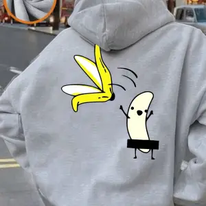 Karikatür Muz Dans Baskı Kapüşonlular Kadın Rahat Gevşek Kazak Kış Polar Sıcak Kazak Temeller