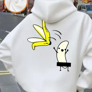 Karikatür Muz Dans Baskı Kapüşonlular Kadın Rahat Gevşek Kazak Kış Polar Sıcak Kazak Temeller