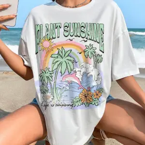 Karikatür ve Grafik tasarım Oversize T-shirt Cartoon/Letter serisi kod55