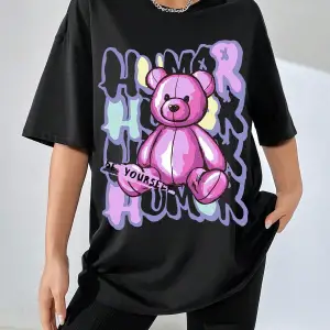 Karikatür ve Grafik tasarım Oversize T-shirt Cartoon/Letter serisi kod759