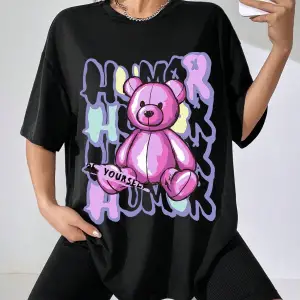 Karikatür ve Grafik tasarım Oversize T-shirt Cartoon/Letter serisi kod759