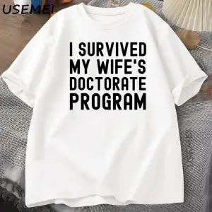 Karımın doktora programını hayatta kaldım T-Shirt komik PHD mezuniyet hediyesi Tee koca erkek 2942