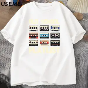 Kaset Müzik Eski Okul T-shirt Çalma Listesi Dijital Tshirt Pamuk Kısa Kollu Yuvarlak Boyun Te 2892