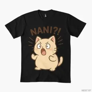 Kawaii Şişman Kedi Anime Reaksiyon NANI T-shirt Erkekler Kadınlar Için % 100% Pamuk T Shirt K