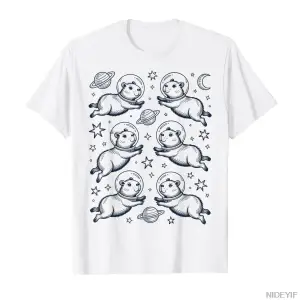 Kawaii Uzay Capybara Meme Astronot Estetik T-shirt Erkekler Kadınlar Için % 100% Pamuk T Shir