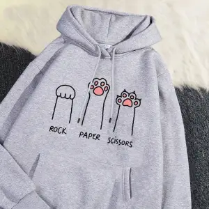 Kawaii Womans Hoodies kaya kağıt makas komik kedi baskı kazak yumuşak nefes gevşek kazak sonb