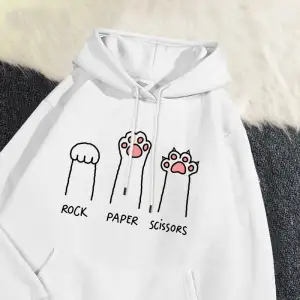 Kawaii Womans Hoodies kaya kağıt makas komik kedi baskı kazak yumuşak nefes gevşek kazak sonb