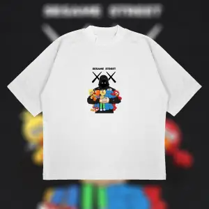 Kaws X Sesame Street Boxy Fit Oversize Unisex Tshirt – Baskılı Tişört |