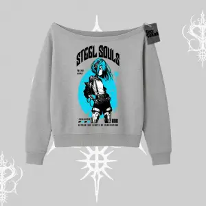 Kayık Yaka Sweatshirt Anime Cyberpunk Kız Baskılı