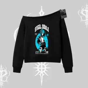 Kayık Yaka Sweatshirt Anime Cyberpunk Kız Baskılı