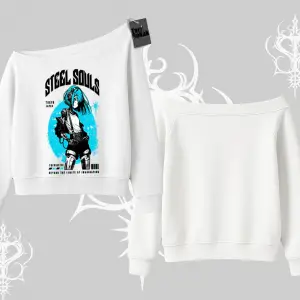 Kayık Yaka Sweatshirt Anime Cyberpunk Kız Baskılı