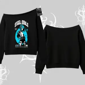 Kayık Yaka Sweatshirt Anime Cyberpunk Kız Baskılı