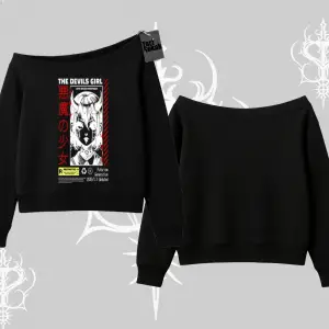 Kayık Yaka Sweatshirt Anime Devils Girl Japanese Style Baskılı